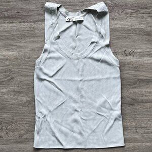 Zara Ribbed Knit Tank Top Size M